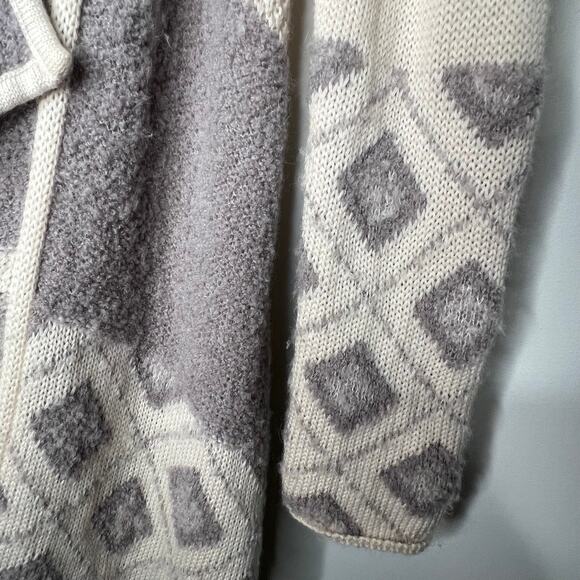 Vince Cream & Grey Drape Front Wool Sweater Cardigan Duster Size Small - Picture 6 of 10